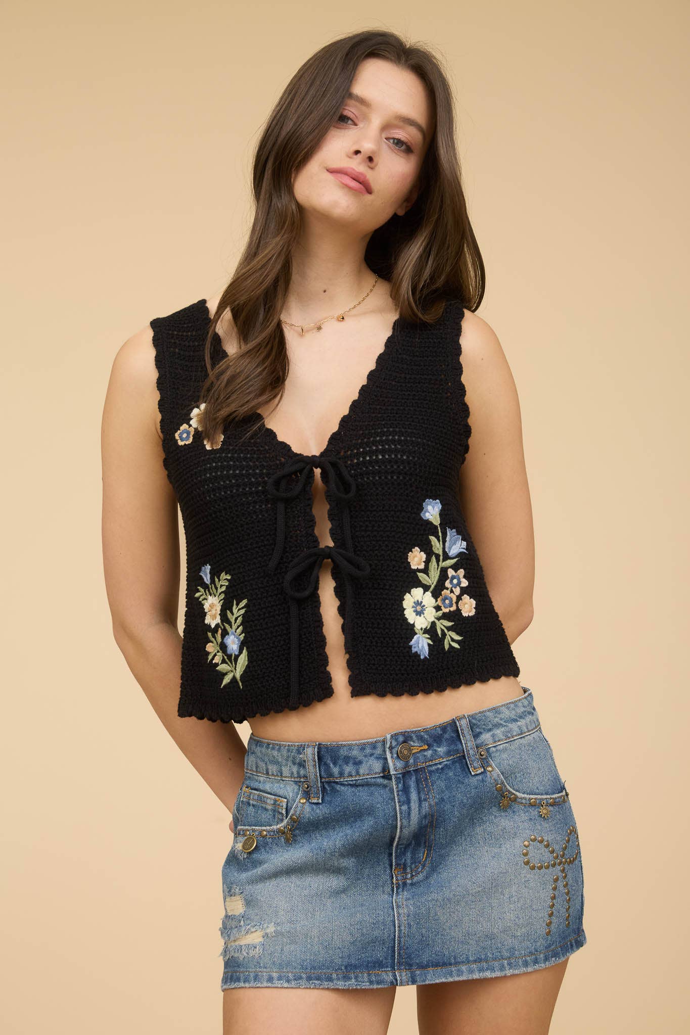 Floral Embroidered Vest