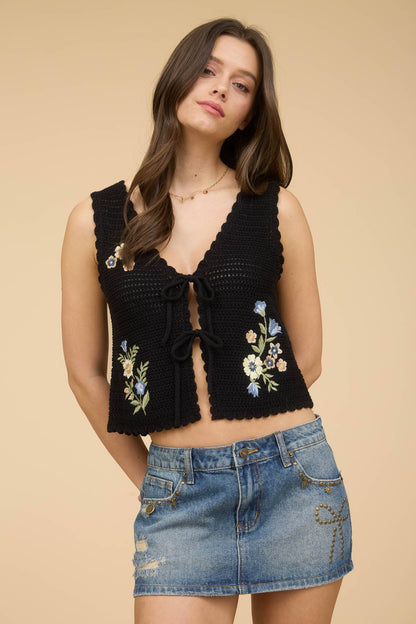 Floral Embroidered Vest