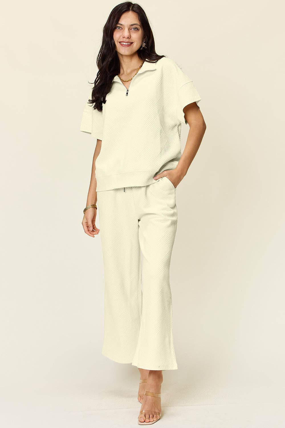 Texture Half Zip Set