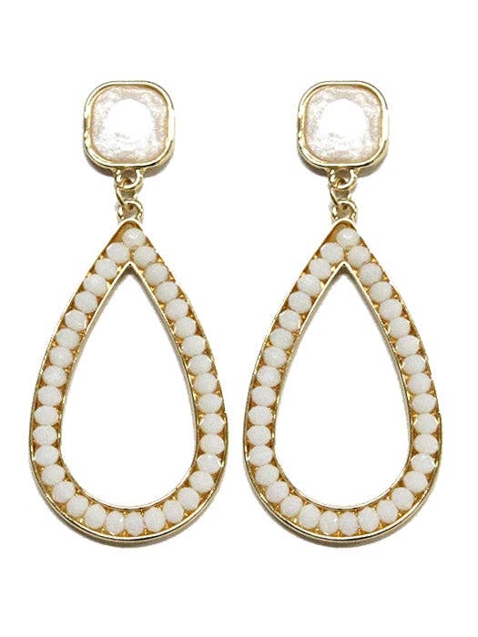 Gemstone Post Teardrop Dangle Earrings