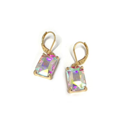 Square Glass Beads Dangle Lever Back Drop Earrings