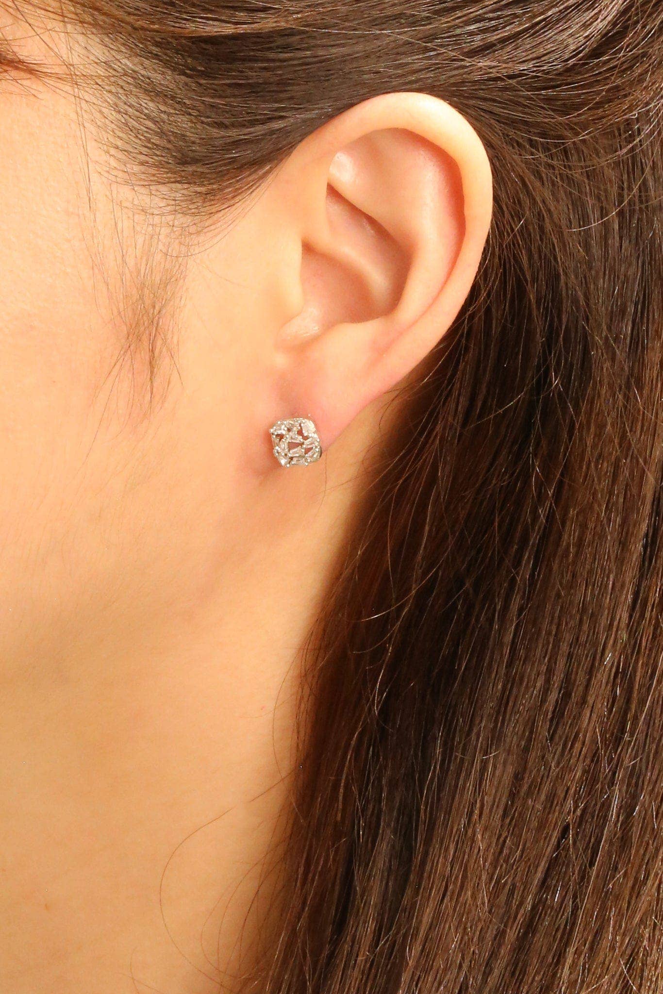 Sparkle in style with the 14K Dipped Carre Cluster Cut Post Earrings, perfect for any occasion.