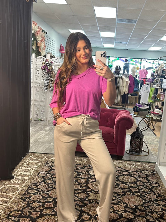 Tan Wide Leg Pants