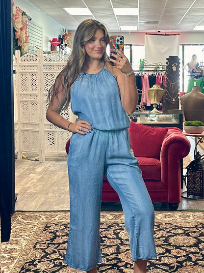 Sleeveless Cropped Tencel Jumpsuit