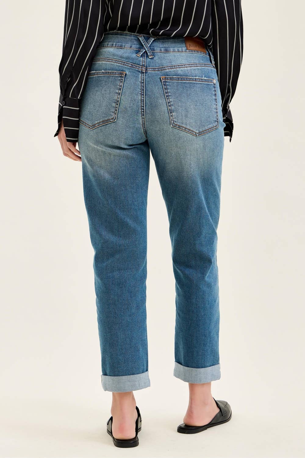 MR Boyfriend Cool Denim w/ Cross Back Belt Loops