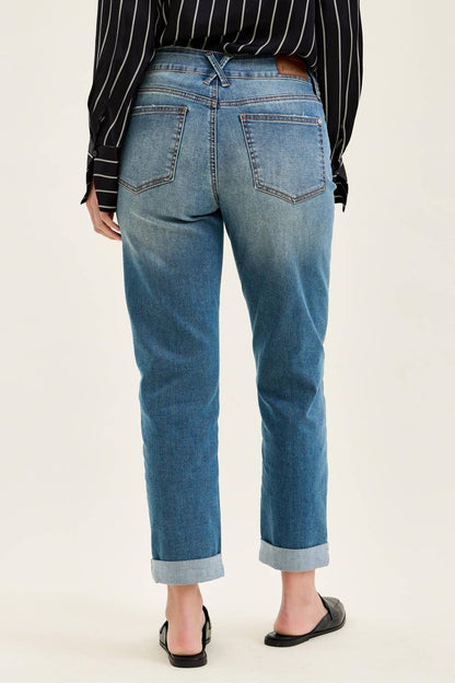 MR Boyfriend Cool Denim w/ Cross Back Belt Loops