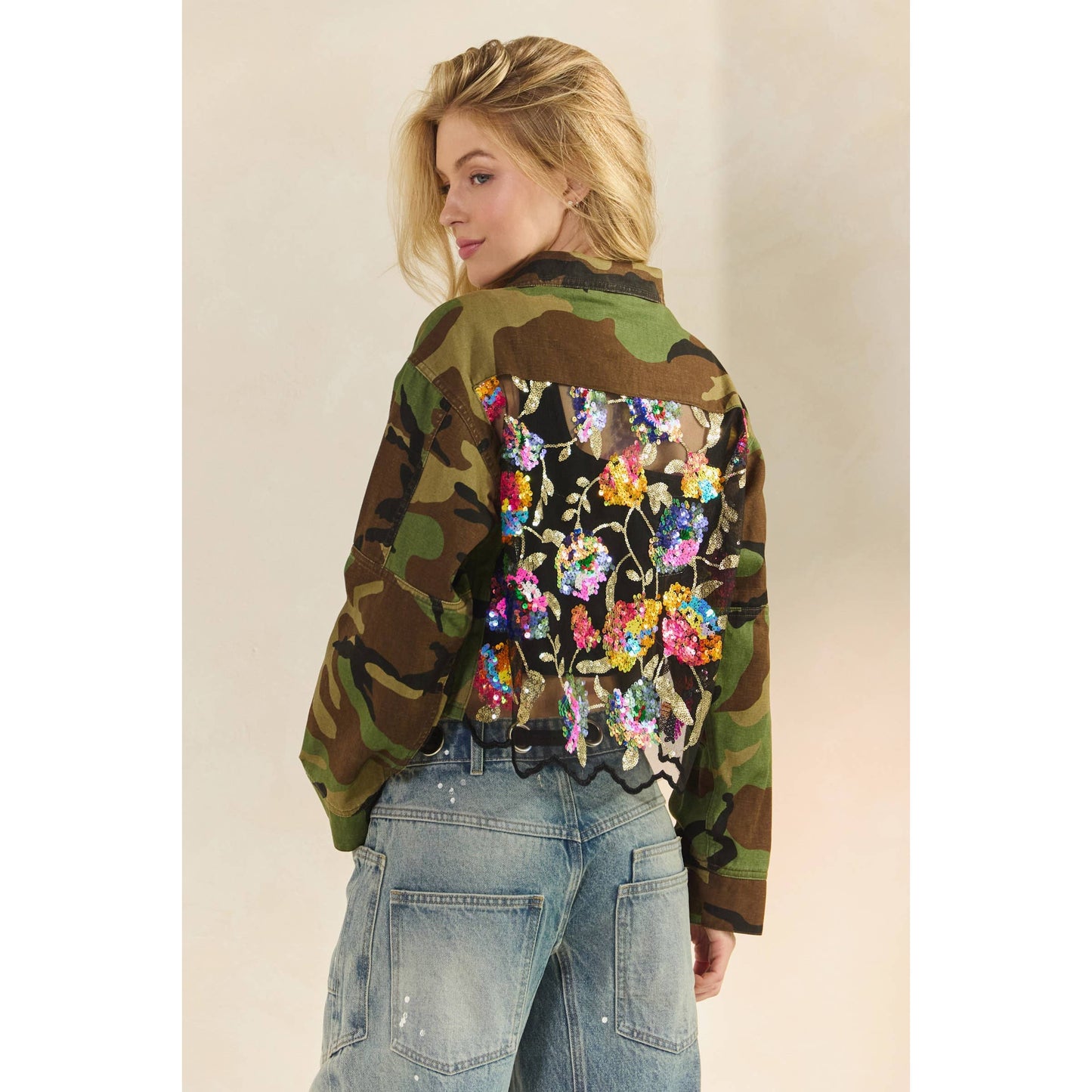 Curvy Camo Contrast Jacket