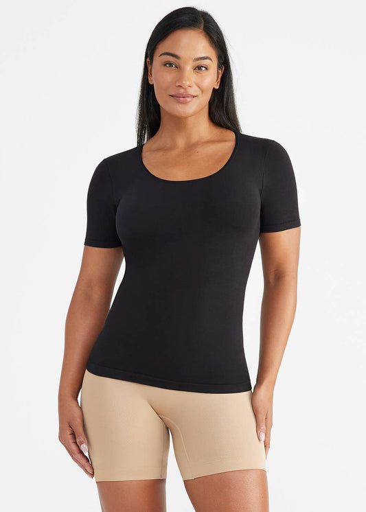 Holly Short Sleeve Shapewear Tee - Cotton Seamless