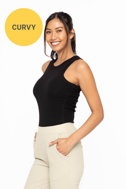 CURVY Essential Micro-Ribbed Athleisure Tank Top
