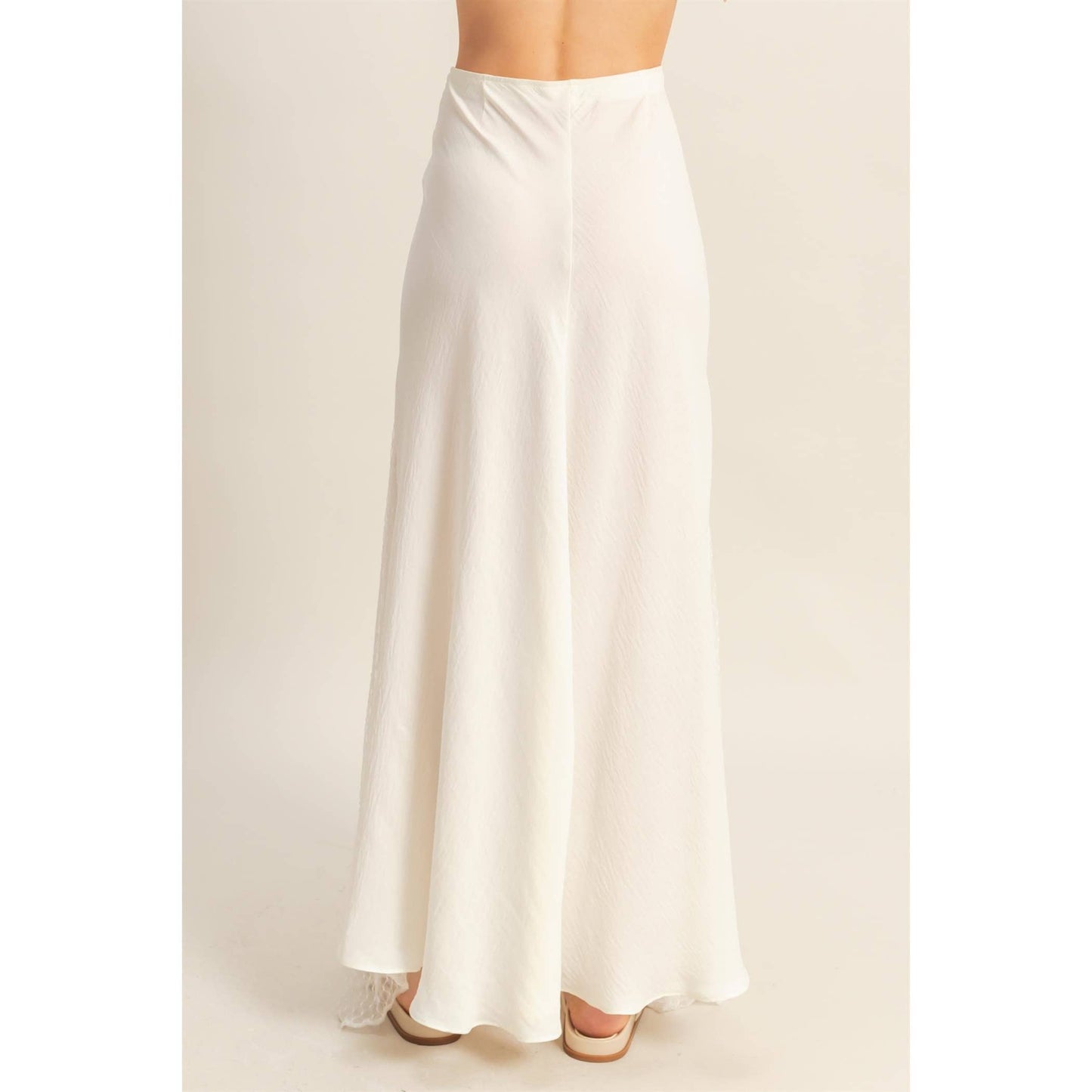 Lace Detail Satin Maxi Skirt