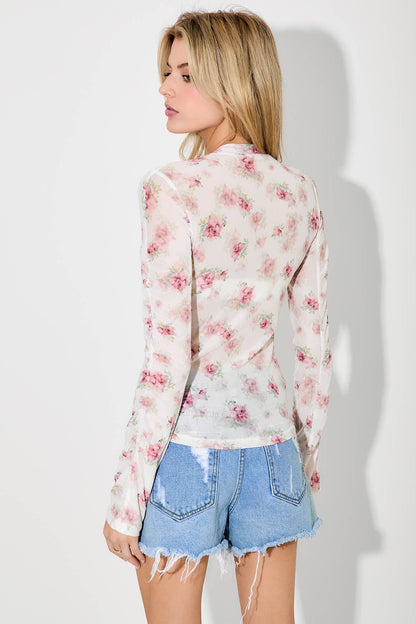FLORAL MESH TOP