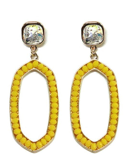Iridescent Post Gemstone Oval Dangle Earrings
