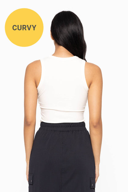CURVY Essential Micro-Ribbed Athleisure Tank Top