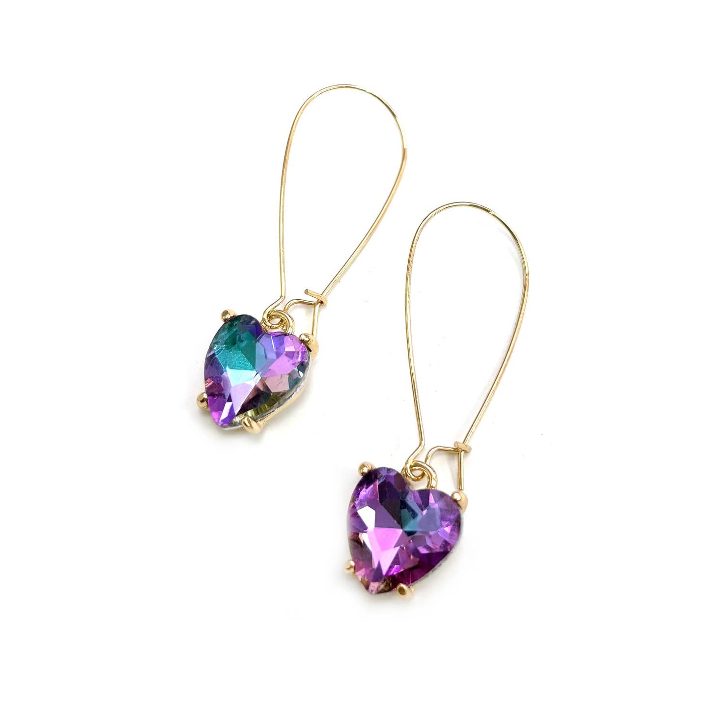 Heart Glass Charm with Kidney Wire Dangle Earrings