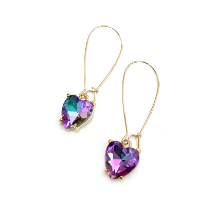 Heart Glass Charm with Kidney Wire Dangle Earrings