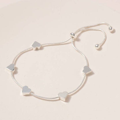 Heart Brass Charm Personalized Pull Tie Bracelet