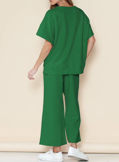 Textured 2 piece pants set