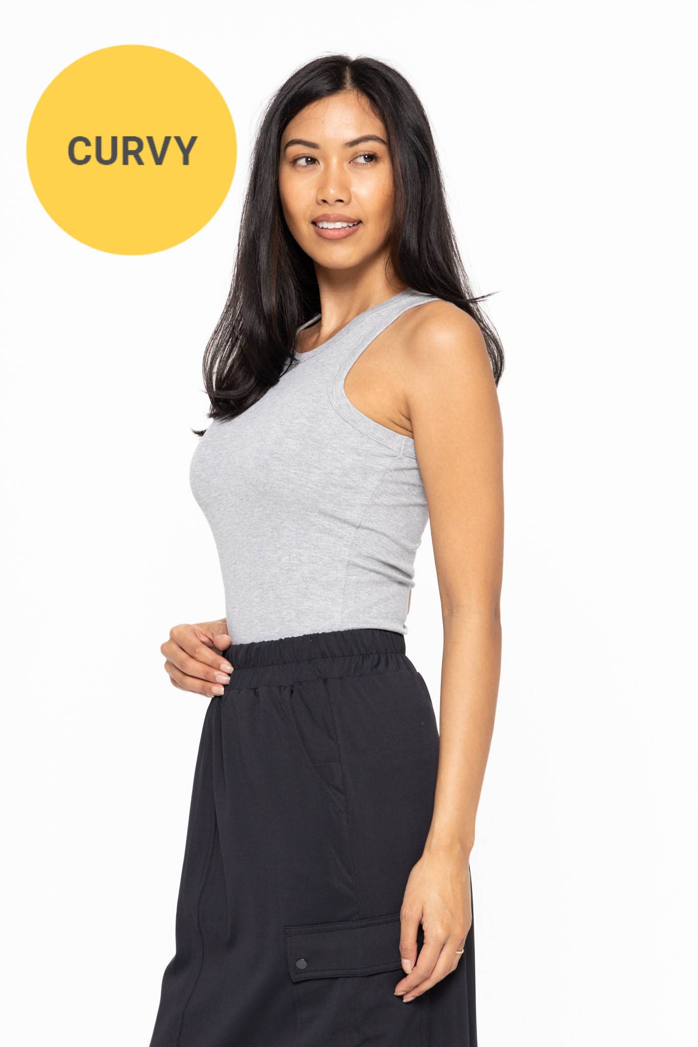 CURVY Essential Micro-Ribbed Athleisure Tank Top