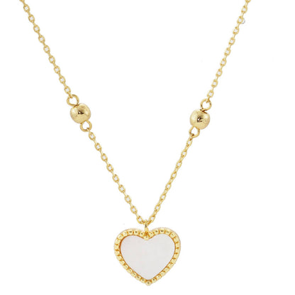 Gold-Dipped Colored Heart Charm Necklace