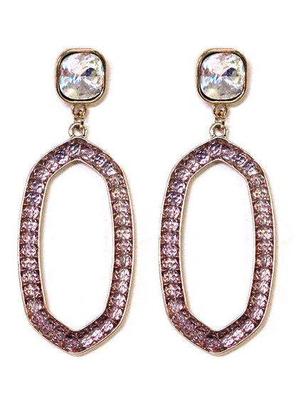 Iridescent Post Gemstone Oval Dangle Earrings