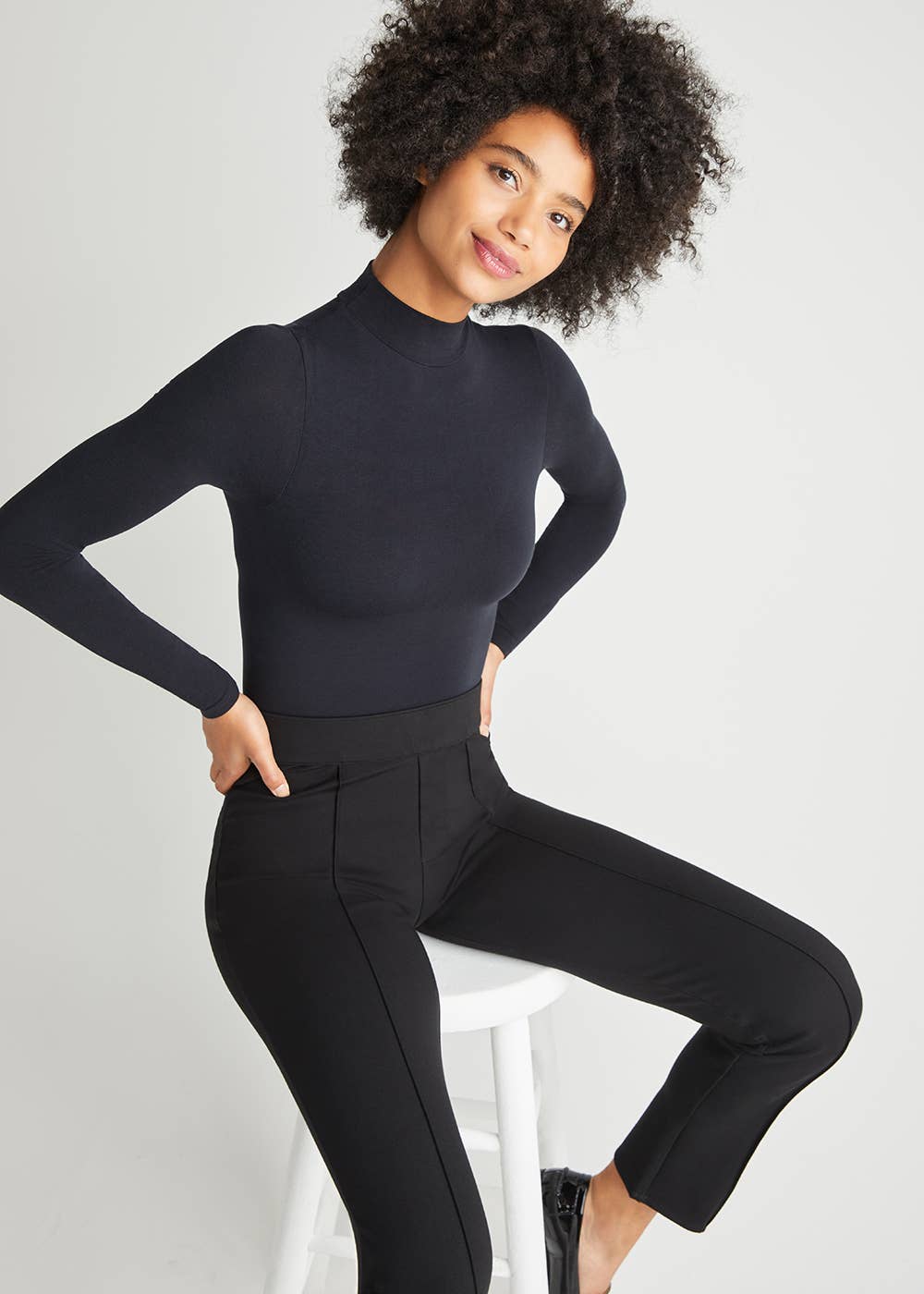 Madelyn Mock Neck Shaping Full Back Bodysuit: Salsa