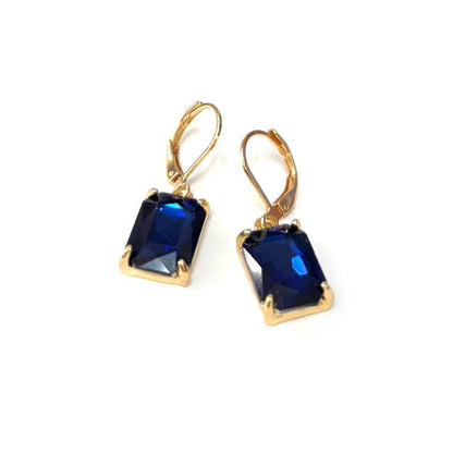 Square Glass Beads Dangle Lever Back Drop Earrings