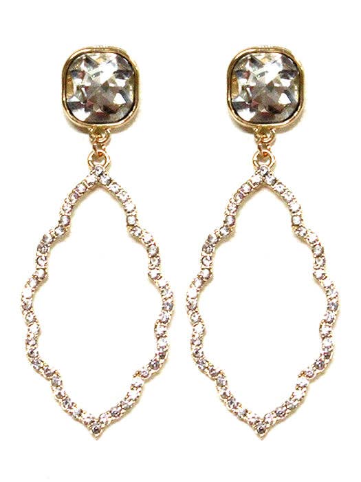 Iridescent Post Rhinestone Abstract Dangle Earrings