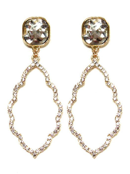 Iridescent Post Rhinestone Abstract Dangle Earrings