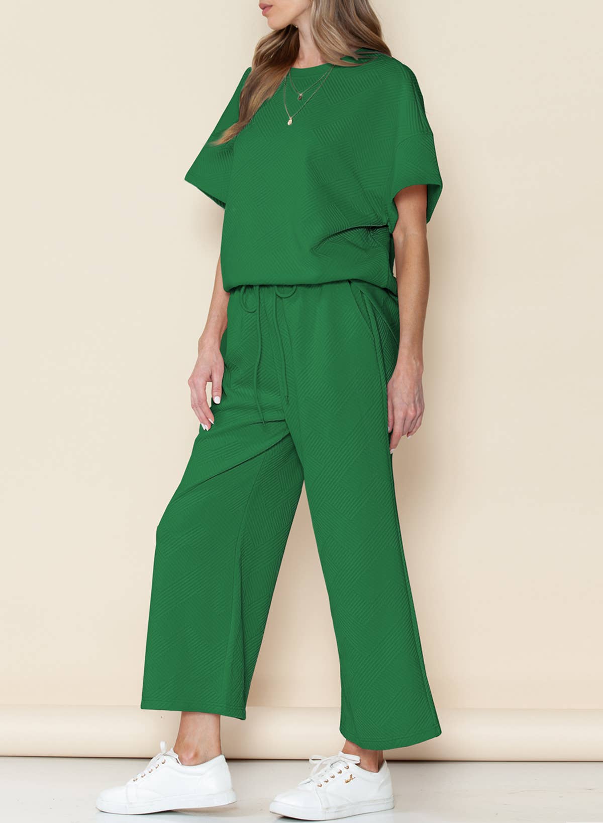Textured 2 piece pants set