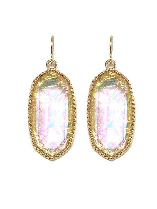 Penelope Small Oval Hexagon Drop Earrings