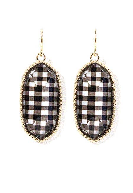 Penelope Small Oval Hexagon Drop Earrings