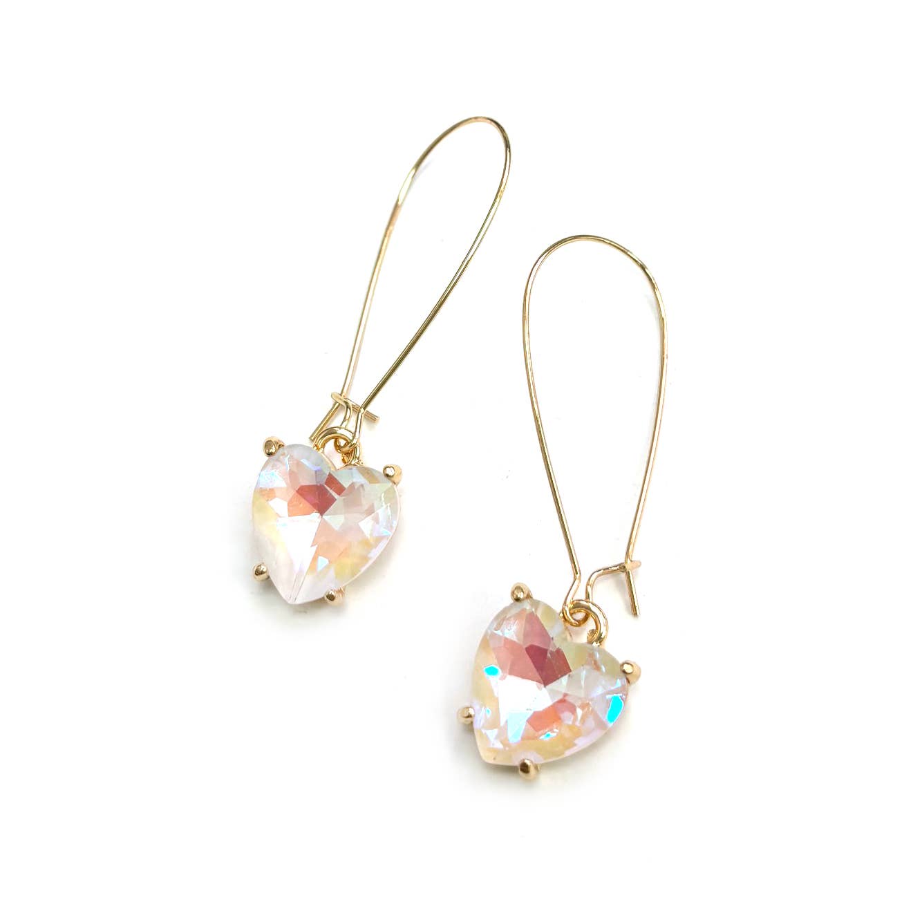 Heart Glass Charm with Kidney Wire Dangle Earrings
