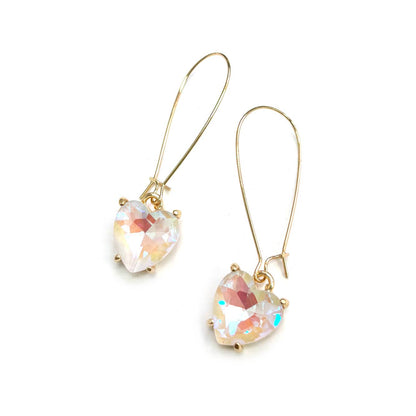 Heart Glass Charm with Kidney Wire Dangle Earrings