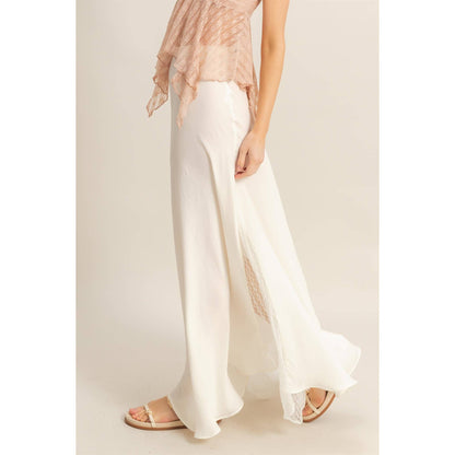 Lace Detail Satin Maxi Skirt