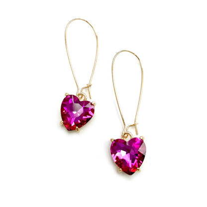 Heart Glass Charm with Kidney Wire Dangle Earrings