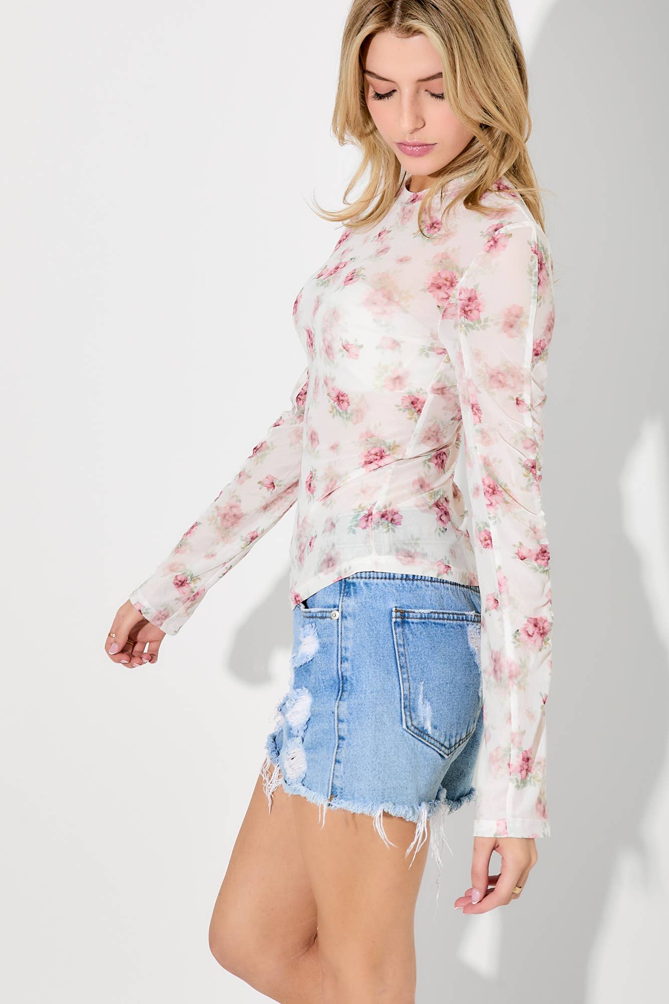 FLORAL MESH TOP