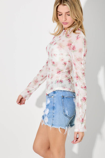 FLORAL MESH TOP