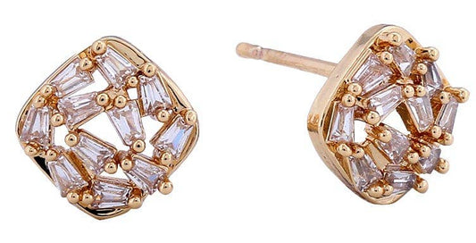 Sparkle with our 14K Dipped Carre Cluster Cut Post Earrings, featuring cubic zirconia in a chic design.