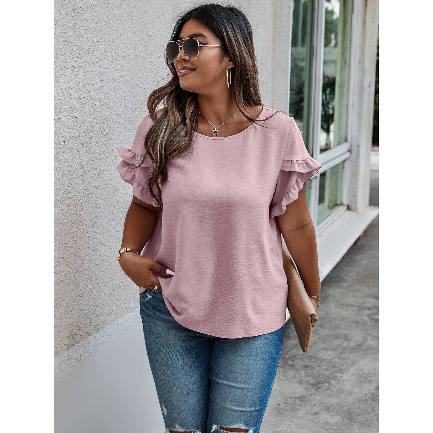 Curvy Ruffle Puff Blouse