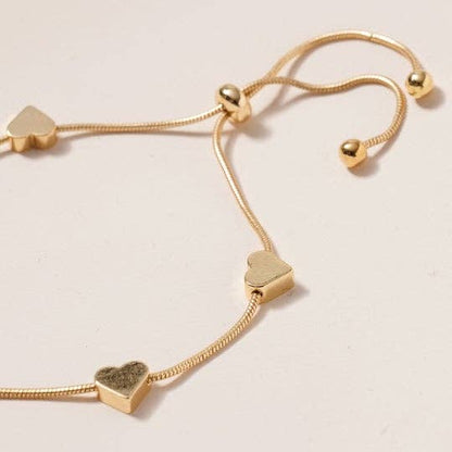 Heart Brass Charm Personalized Pull Tie Bracelet