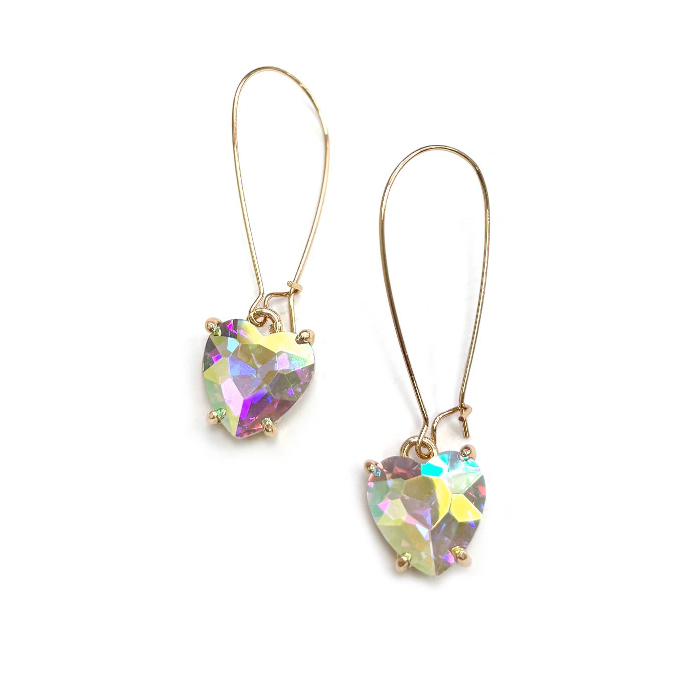 Heart Glass Charm with Kidney Wire Dangle Earrings