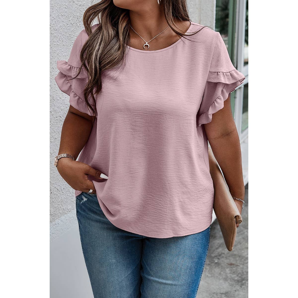 Curvy Ruffle Puff Blouse