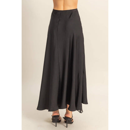 Lace Detail Satin Maxi Skirt