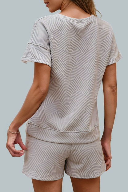 Solid Textured Shorts Set