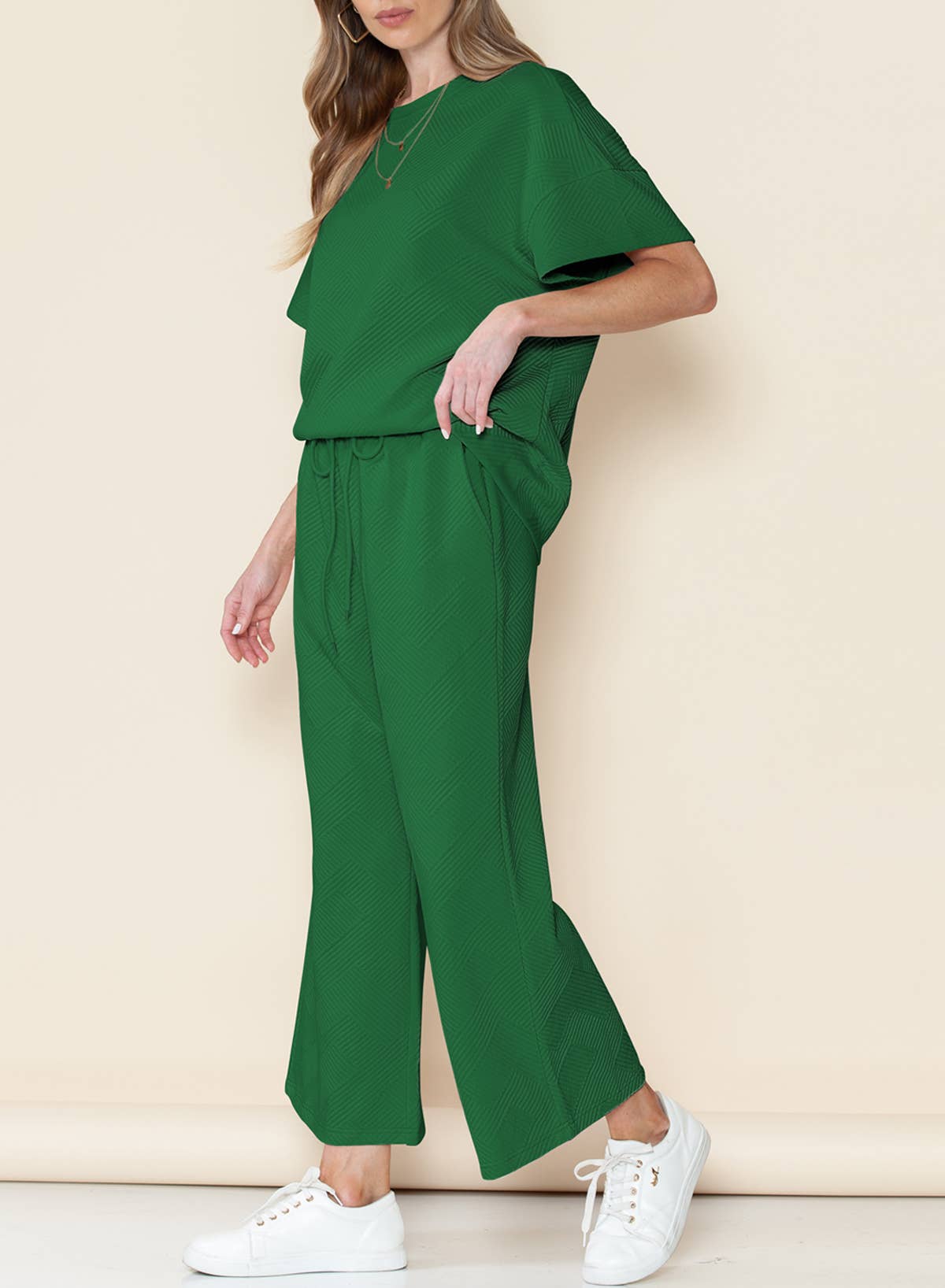 Textured 2 piece pants set