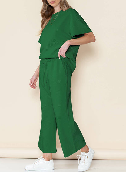 Textured 2 piece pants set