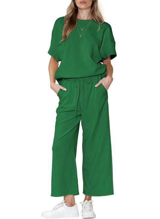 Textured 2 piece pants set