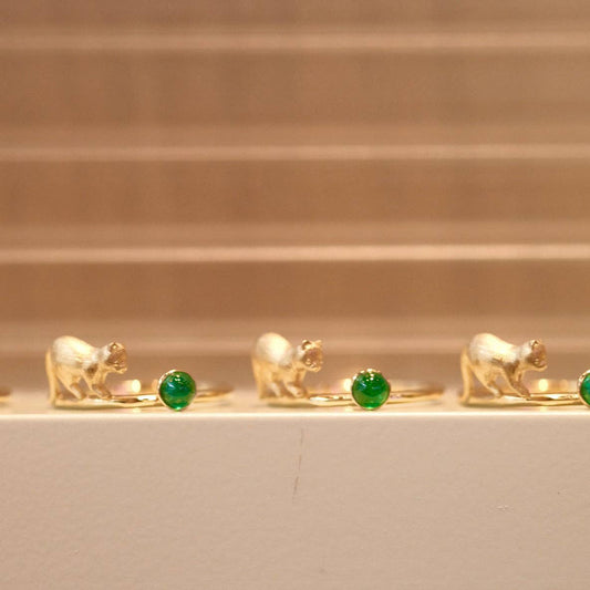 Dainty Gold Cute Cat Stackable Ring